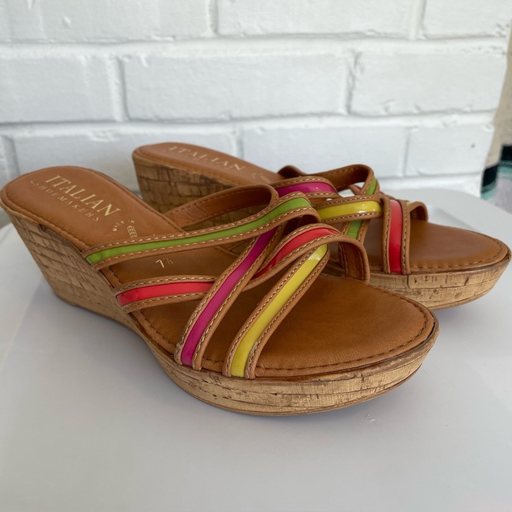 Italian Shoemakers Women's Multicolor Wedge Sandals Size 7 Spring Style